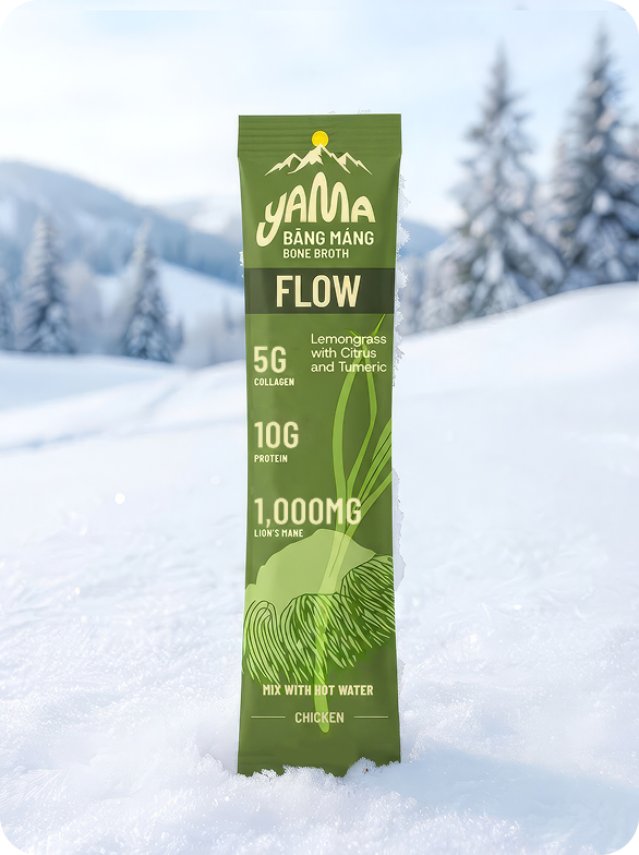 Flow stick pack standing in snow