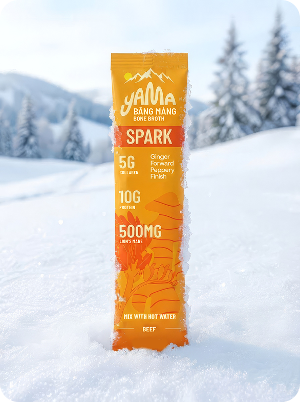 Spark stick pack standing in snow
